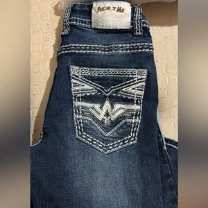 Men's Blue Bootcut Jeans with Embroidered Pocket